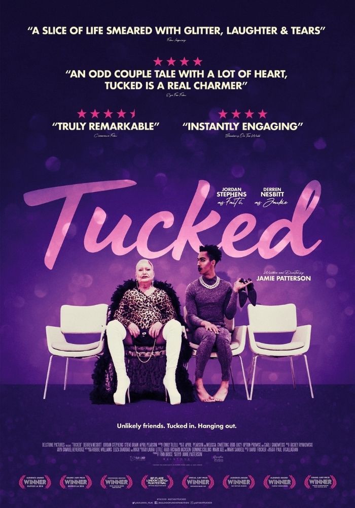 Tucked Poster Two Drag Queens Sitting On Purple Backdrop